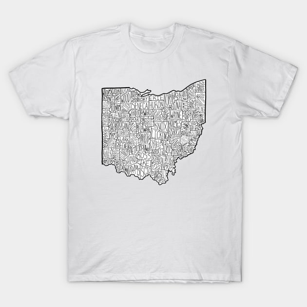 Ohio Map T-Shirt by calenbundalas